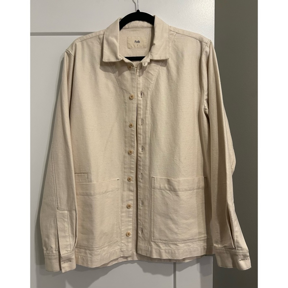 Folk Men's Twill Assembly Shirt in Ecru